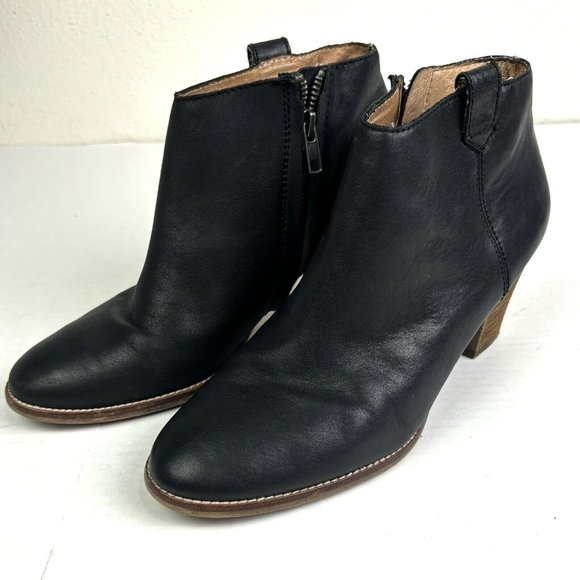 Madewell The‎ Billie Ankle Bootie Women’s 8.5 Black Leather Zip Shoes Heel - Picture 1 of 10